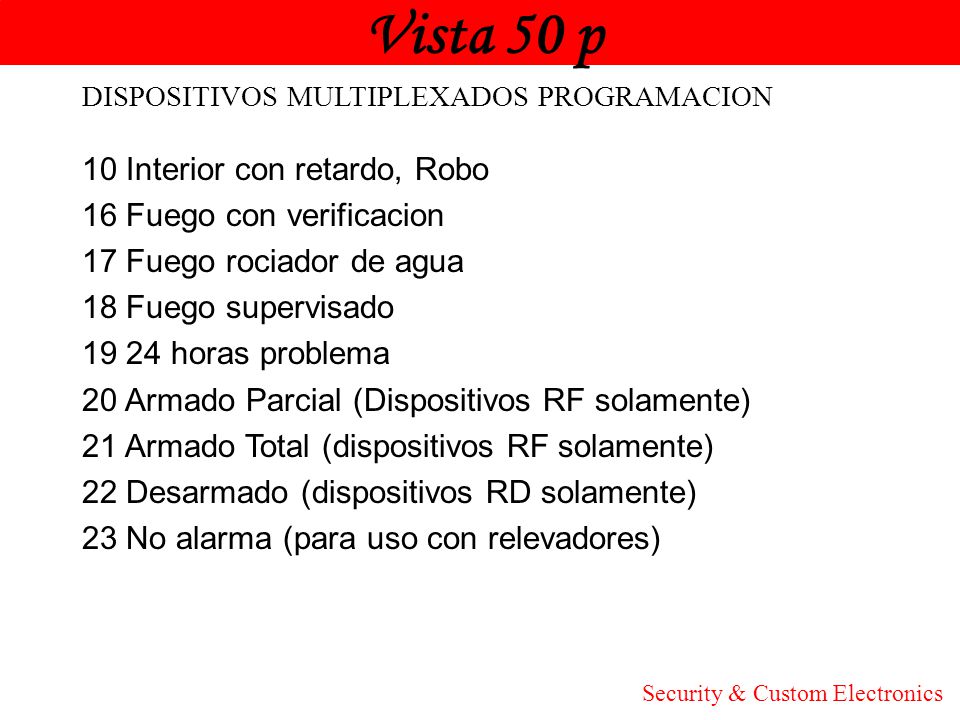 Vista 50 p Honeywell 10 Interior con retardo, Robo