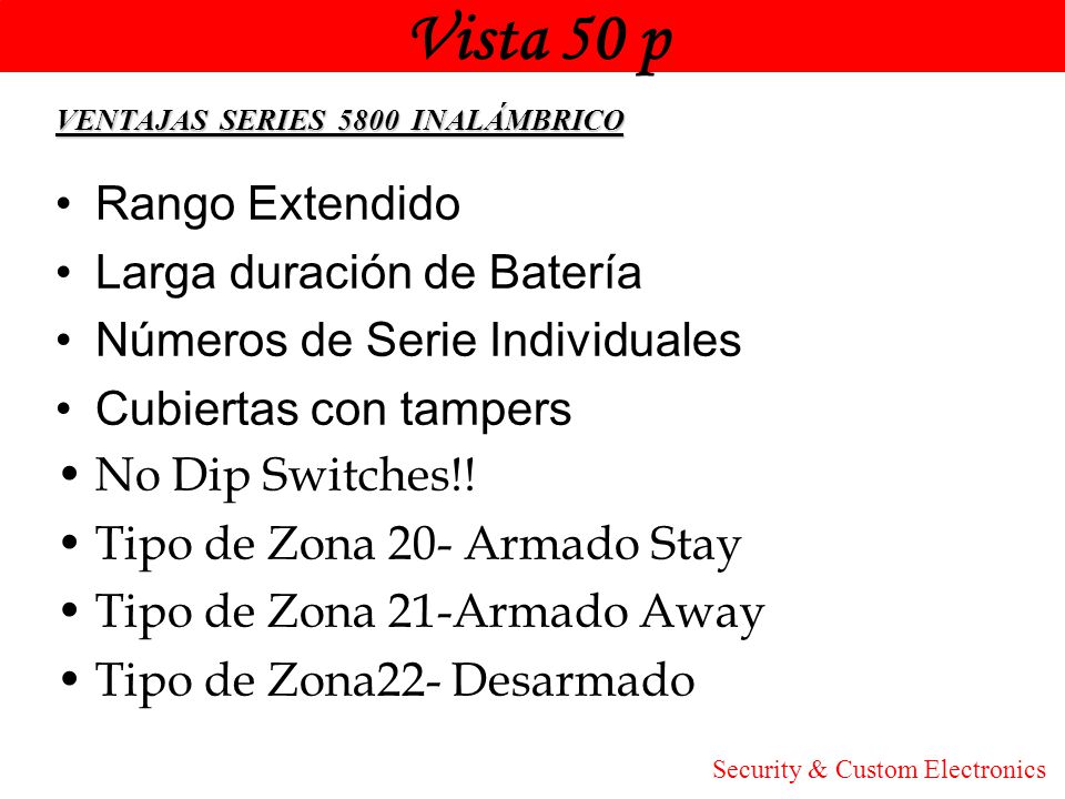 Vista 50 p Honeywell Rango Extendido Larga duración de Batería