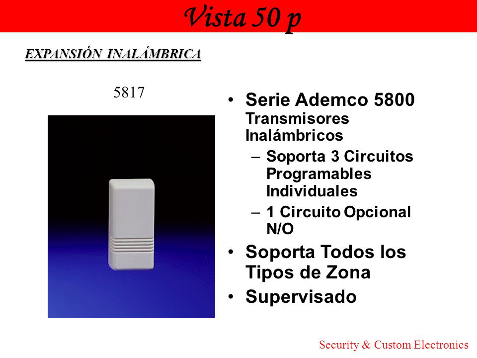 Vista 50 p Honeywell Serie Ademco 5800 Transmisores Inalámbricos