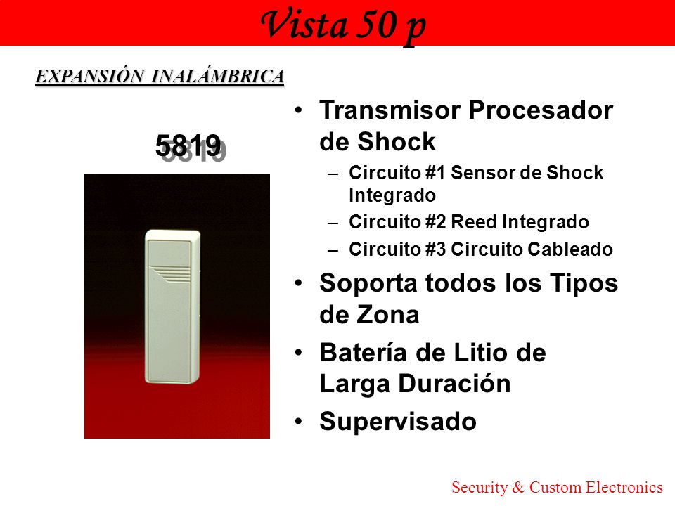 Vista 50 p Honeywell 5819 Transmisor Procesador de Shock