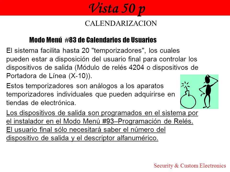 Vista 50 p Honeywell Modo Menú #83 de Calendarios de Usuarios