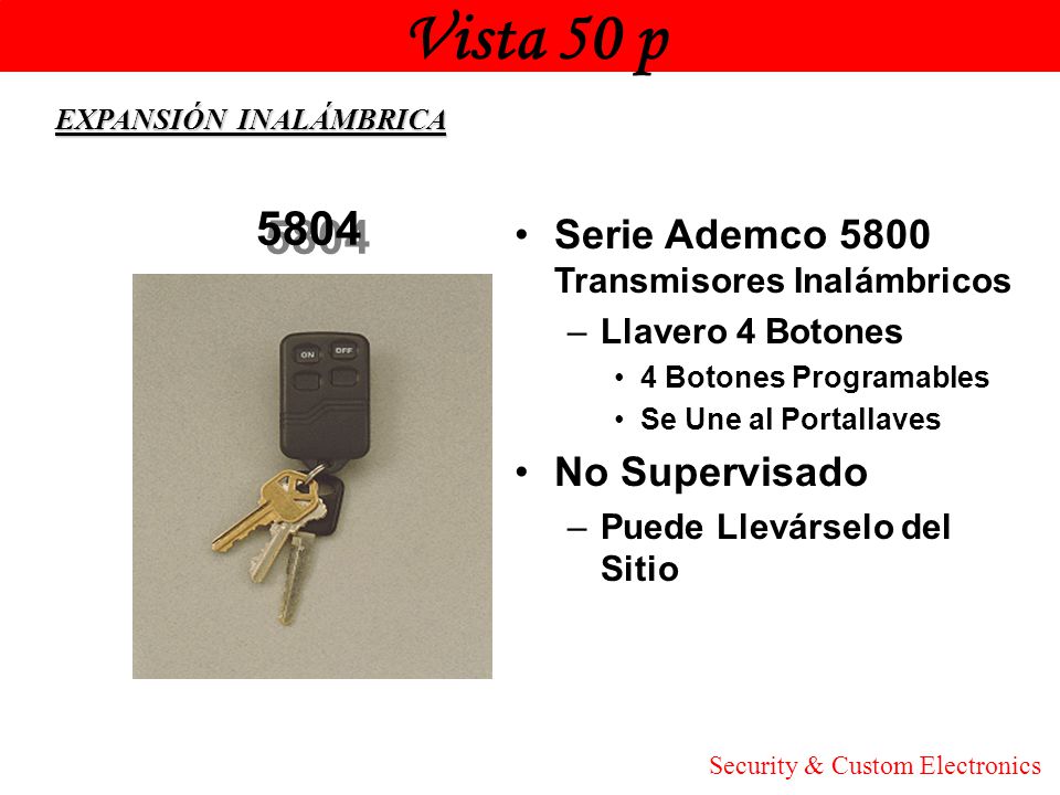 Vista 50 p Honeywell 5804 Serie Ademco 5800 Transmisores Inalámbricos