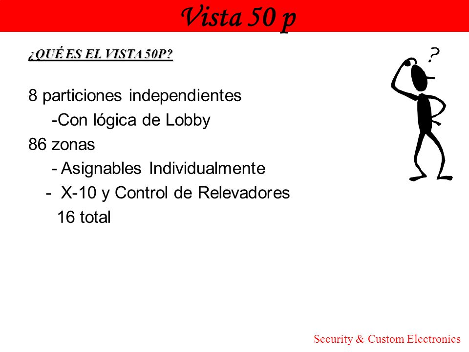 Vista 50 p Honeywell 8 particiones independientes -Con lógica de Lobby