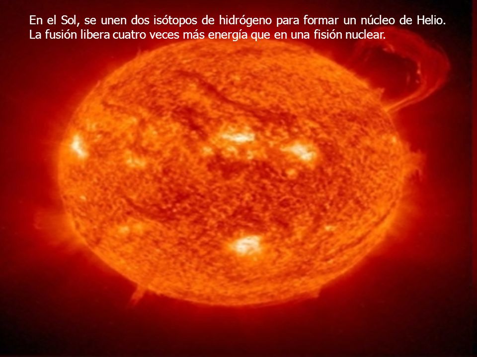 En el Sol, se unen dos isótopos de hidrógeno para formar un núcleo de Helio.