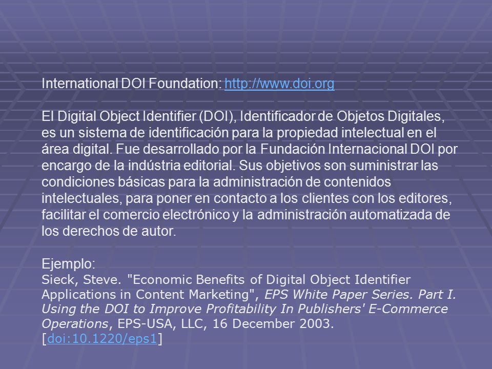 International DOI Foundation:   doi