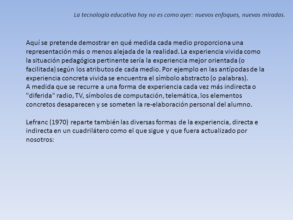 La tecnología educativa hoy no es como ayer: nuevos enfoques, nuevas miradas.