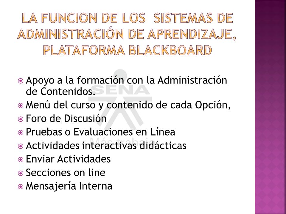 La Funcion de los sistemas de administración de aprendizaje, plataforma blackboard