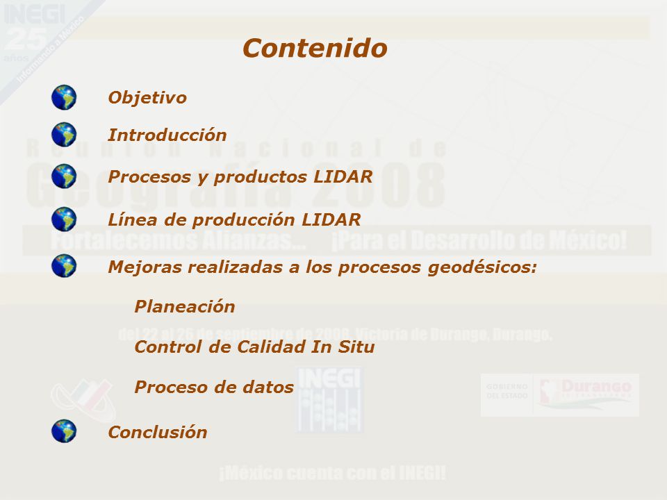 Contenido Objetivo Introducción Procesos y productos LIDAR