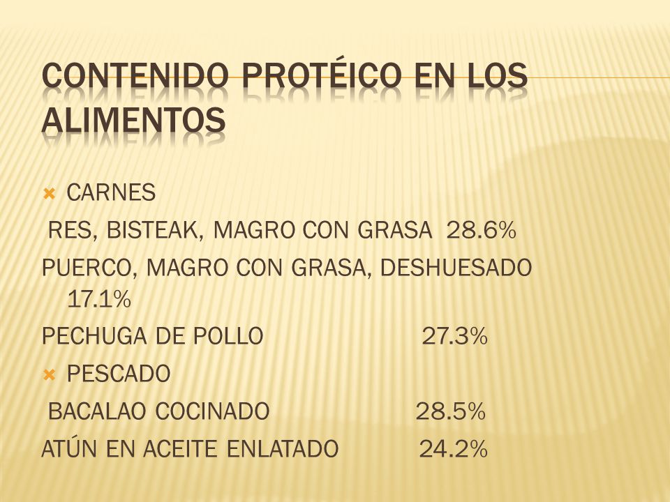 CONTENIDO PROTÉICO EN LOS ALIMENTOS