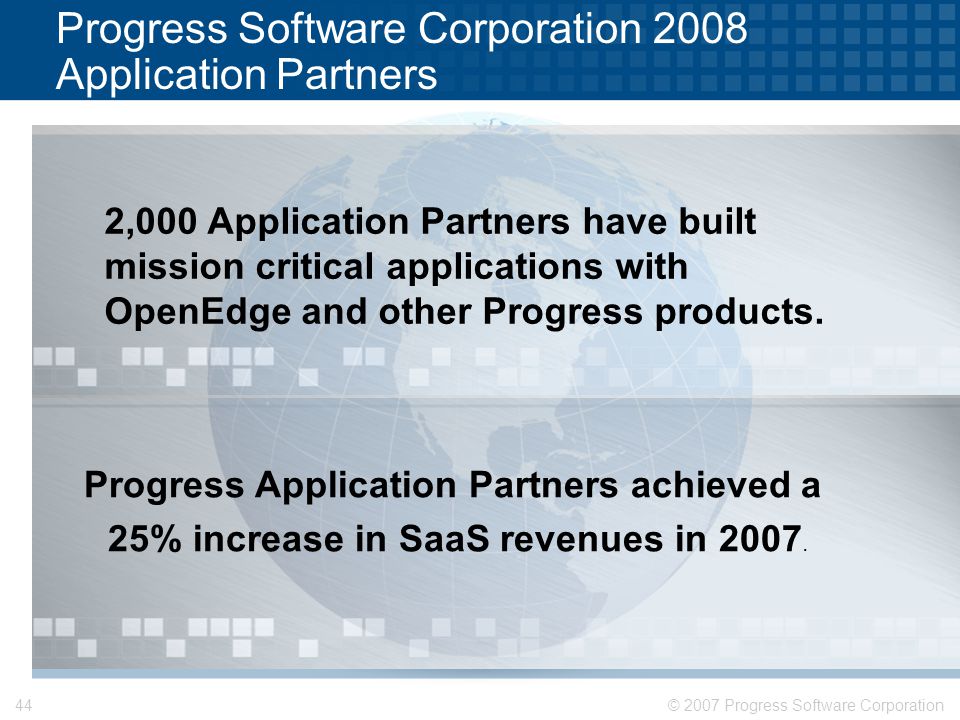 Progress Software Corporation 2008 Application Partners