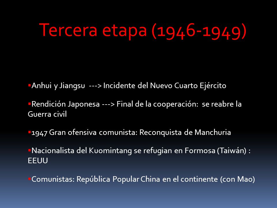 Tercera etapa ( ) Anhui y Jiangsu ---> Incidente del Nuevo Cuarto Ejército.