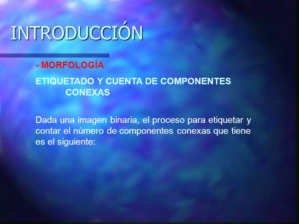 INTRODUCCIÓN - MORFOLOGÍA ETIQUETADO Y CUENTA DE COMPONENTES CONEXAS