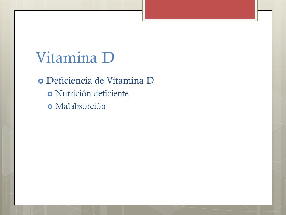 Vitamina D Deficiencia de Vitamina D Nutrición deficiente Malabsorción