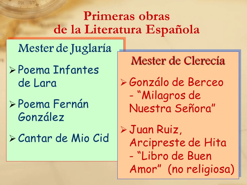 Primeras obras de la Literatura Española