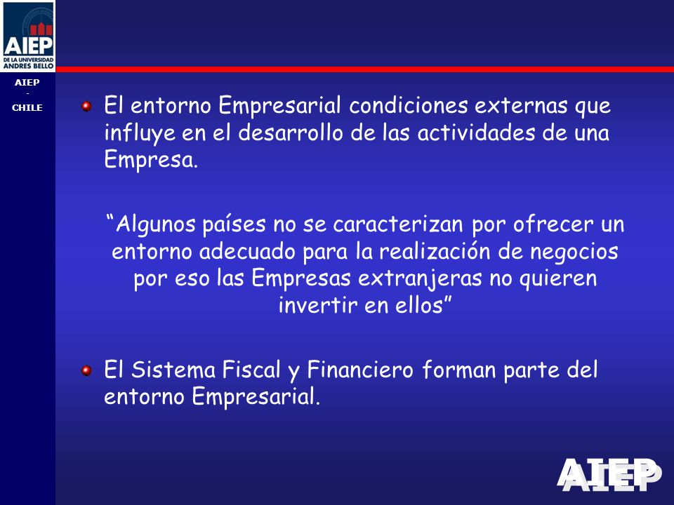 El entorno Empresarial condiciones externas que influye en el desarrollo de las actividades de una Empresa.