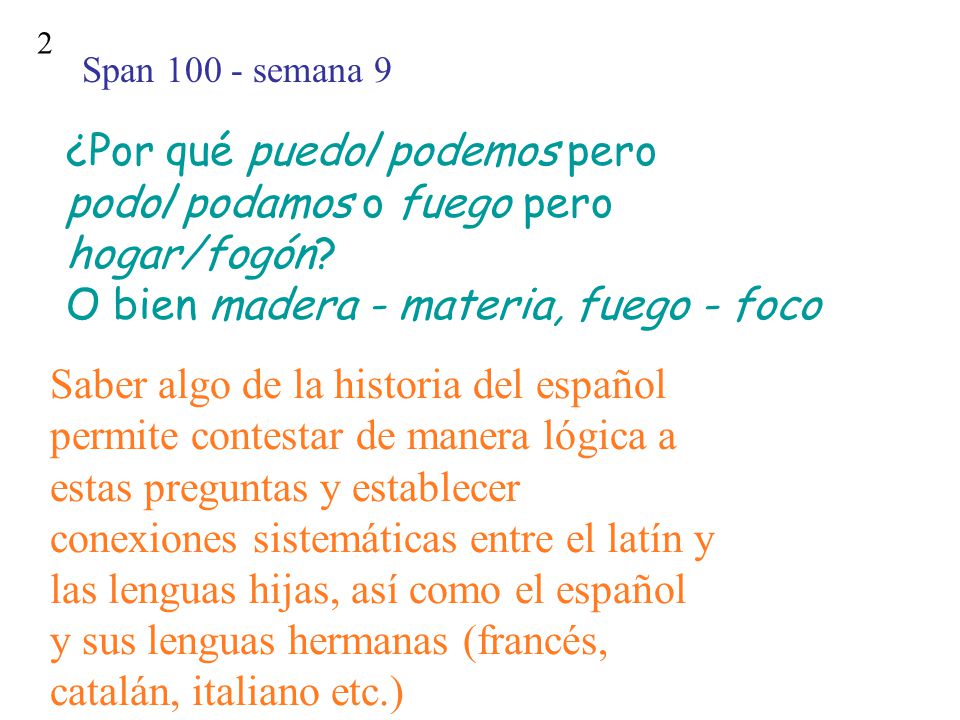 ¿Por qué puedo/podemos pero podo/podamos o fuego pero hogar/fogón