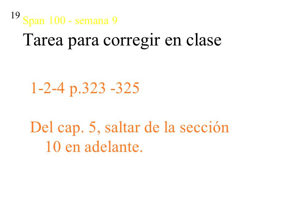 Span semana 9 Tarea para corregir en clase