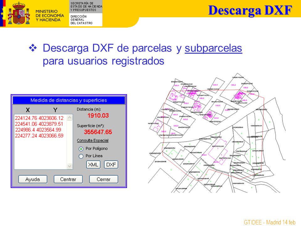Descarga DXF Descarga DXF de parcelas y subparcelas para usuarios registrados