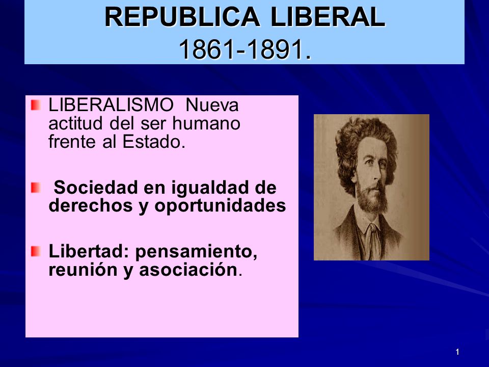 REPUBLICA LIBERAL LIBERALISMO Nueva actitud del ser humano frente al Estado. Sociedad en igualdad de derechos y oportunidades.