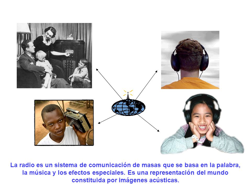 La radio es un sistema de comunicación de masas que se basa en la palabra, la música y los efectos especiales.