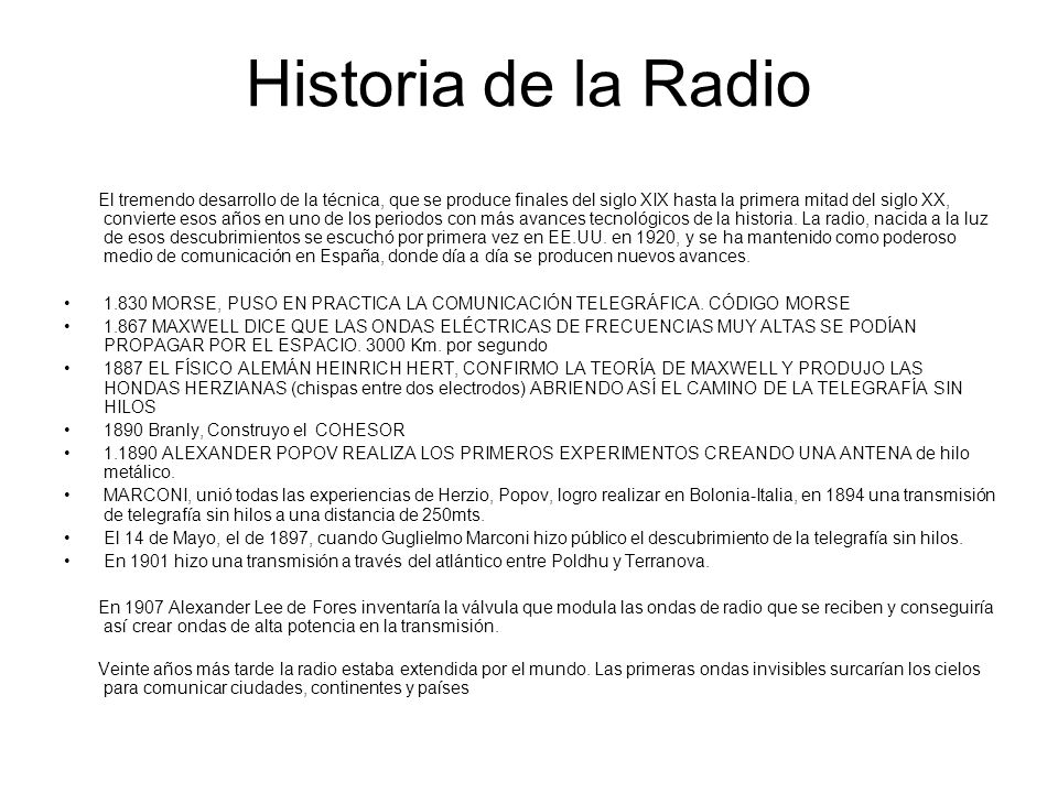 Historia de la Radio. - ppt descargar