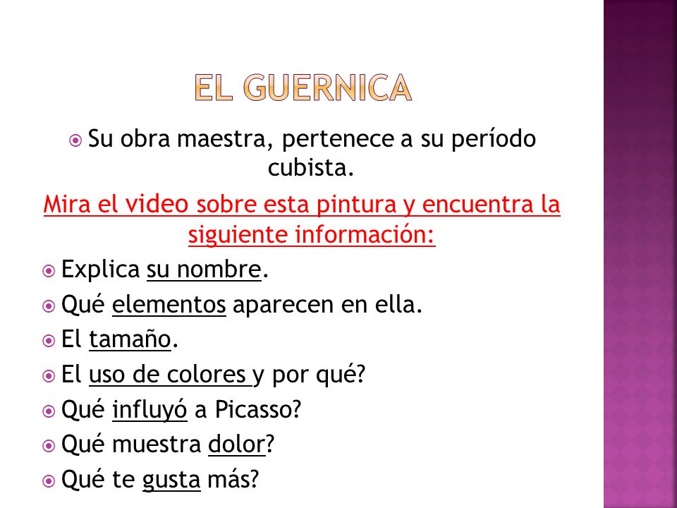 El guernica Su obra maestra, pertenece a su período cubista.