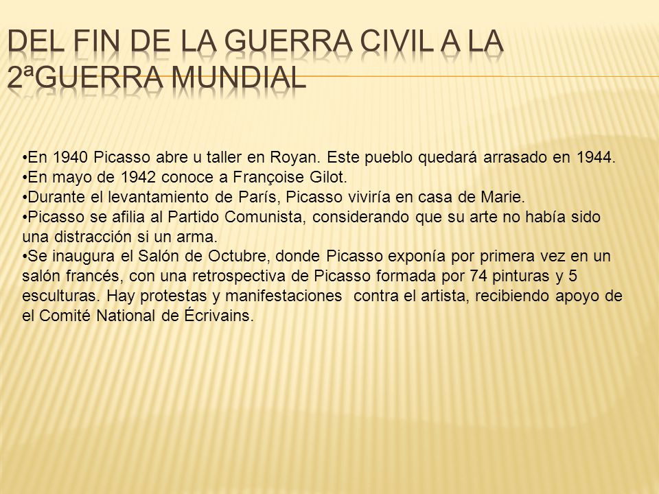 Del fin de la Guerra Civil a la 2ªGuerra Mundial