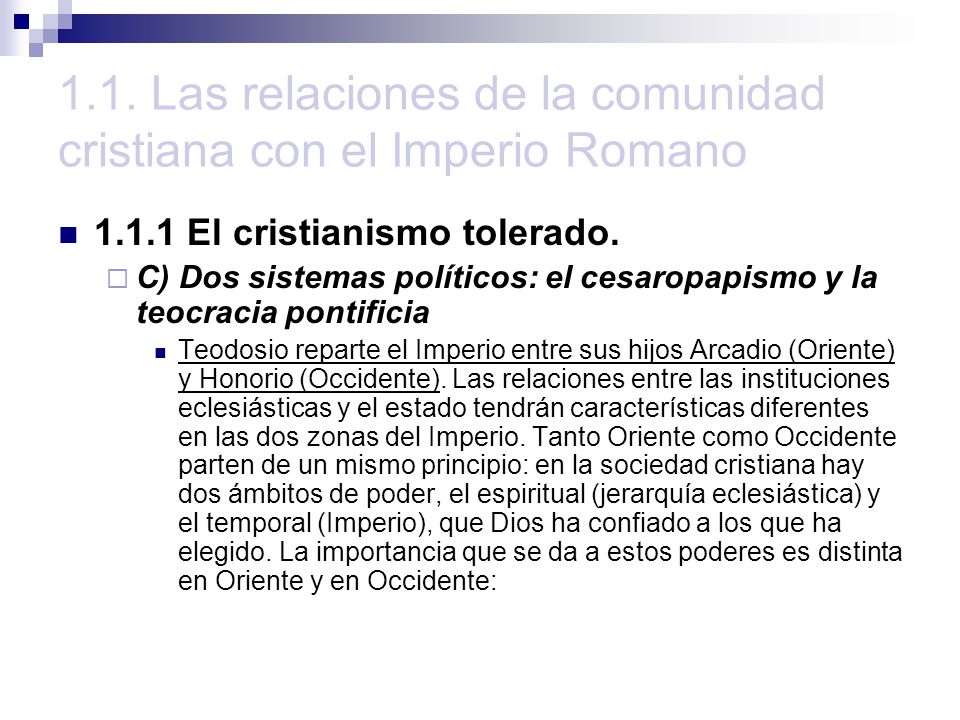 1.1. Las relaciones de la comunidad cristiana con el Imperio Romano