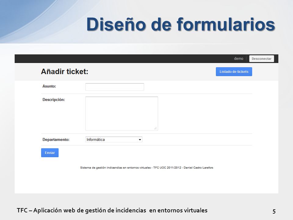 Diseño de formularios TFC – Aplicación web de gestión de incidencias en entornos virtuales