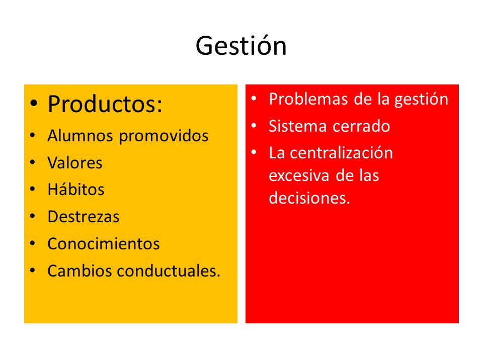 Gestión Productos: Problemas de la gestión Sistema cerrado