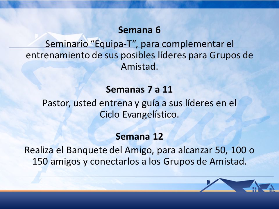 Semana 6 Seminario Equipa-T , para complementar el entrenamiento de sus posibles líderes para Grupos de Amistad.