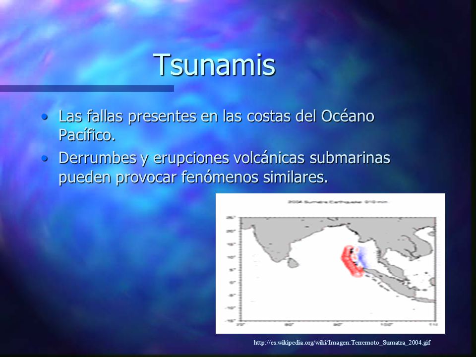 Tsunamis Las fallas presentes en las costas del Océano Pacífico.