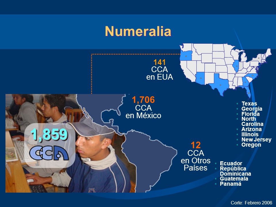 1,859 Numeralia 1,706 CCA CCA en EUA en México CCA