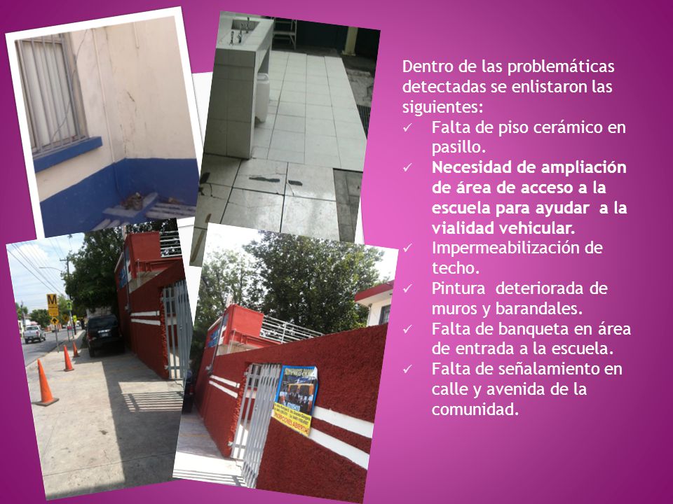 Dentro de las problemáticas detectadas se enlistaron las siguientes:
