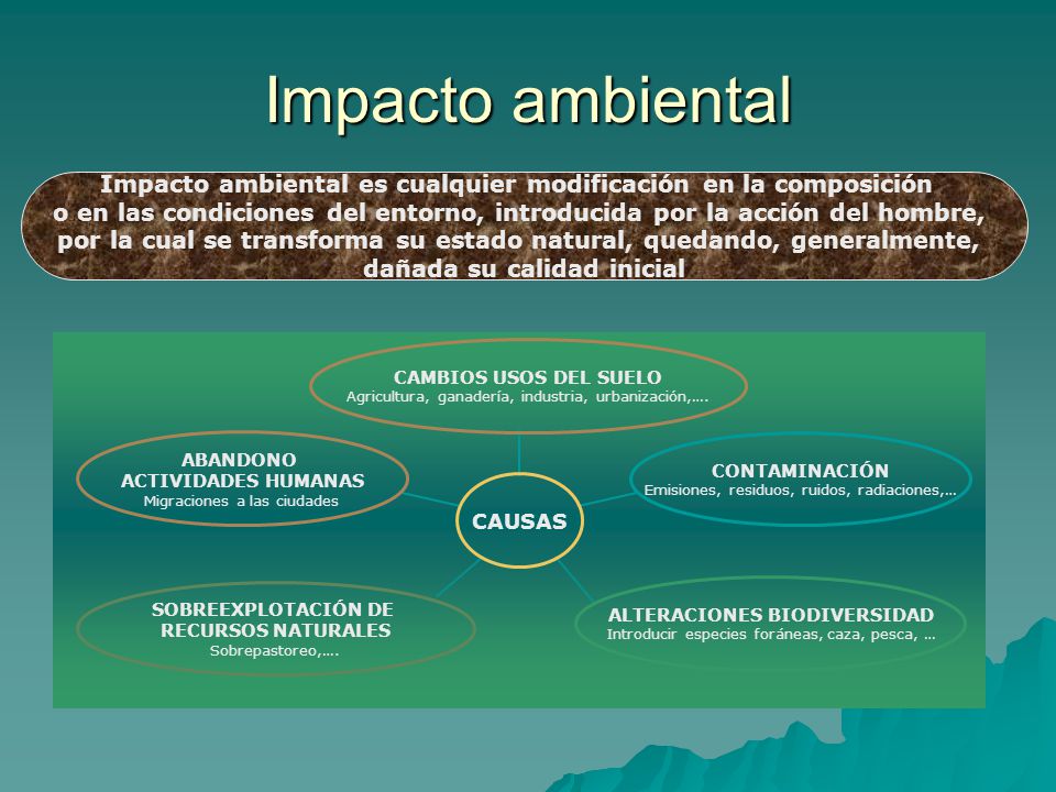 Impacto ambiental Impacto ambiental es cualquier modificación en la composición.