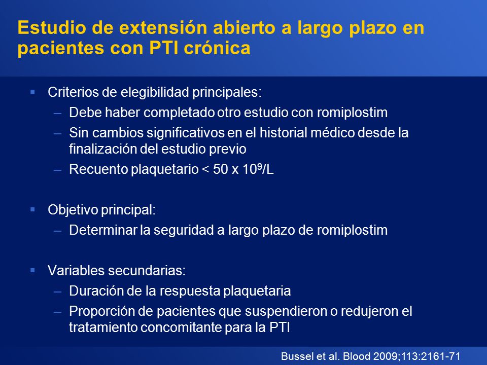 Estudio de extensión abierto a largo plazo en pacientes con PTI crónica