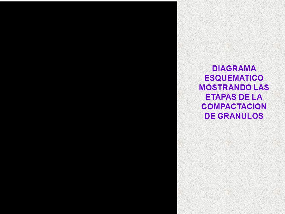 DIAGRAMA ESQUEMATICO MOSTRANDO LAS ETAPAS DE LA COMPACTACION DE GRANULOS