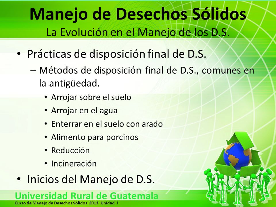 Manejo de Desechos Sólidos La Evolución en el Manejo de los D.S.