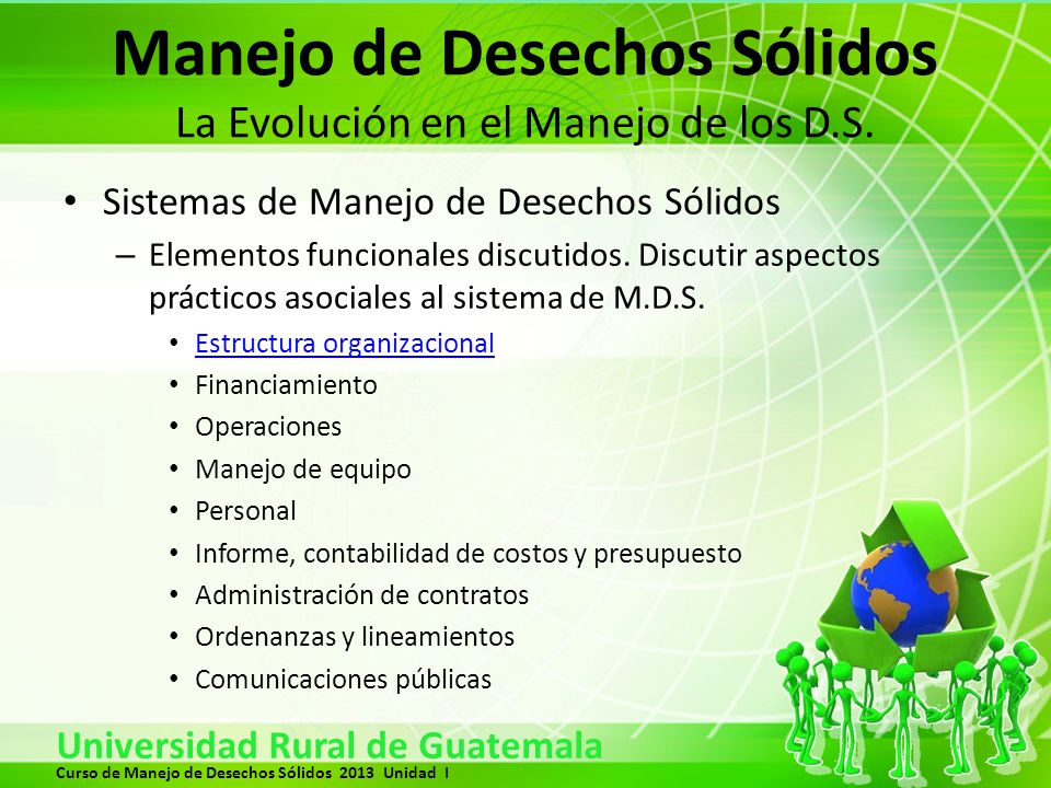 Manejo de Desechos Sólidos La Evolución en el Manejo de los D.S.