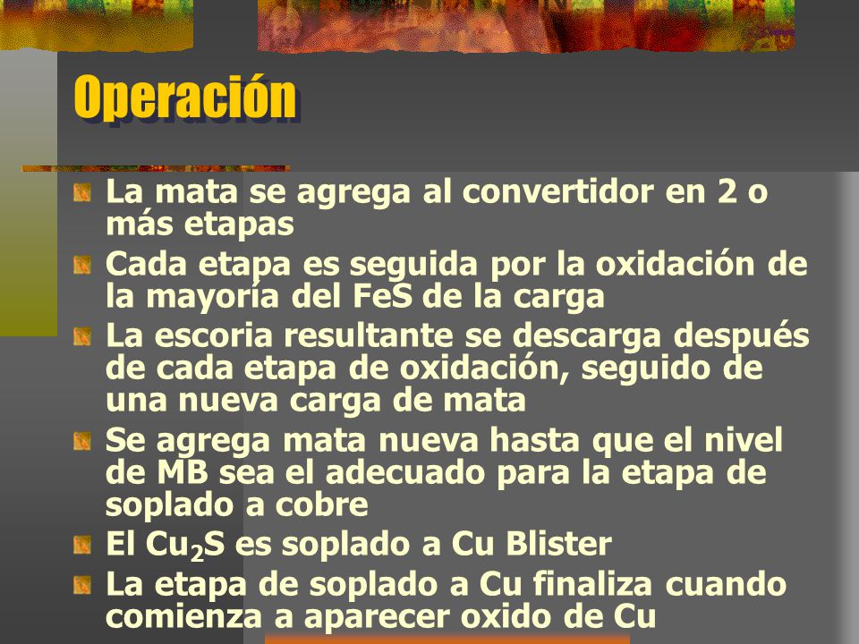 Operación La mata se agrega al convertidor en 2 o más etapas
