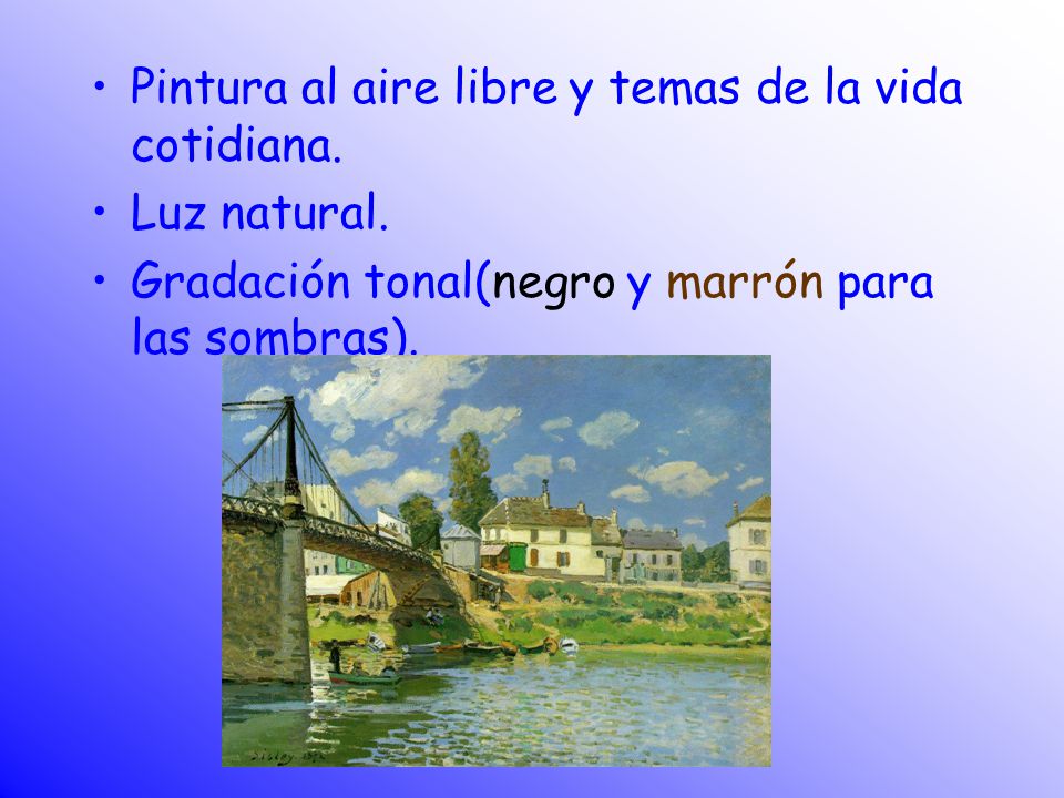 Pintura al aire libre y temas de la vida cotidiana. Luz natural.