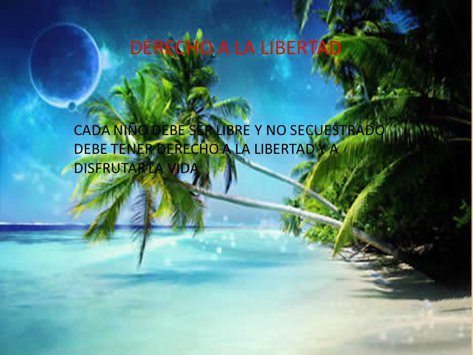 DERECHO A LA LIBERTAD CADA NIÑO DEBE SER LIBRE Y NO SECUESTRADO