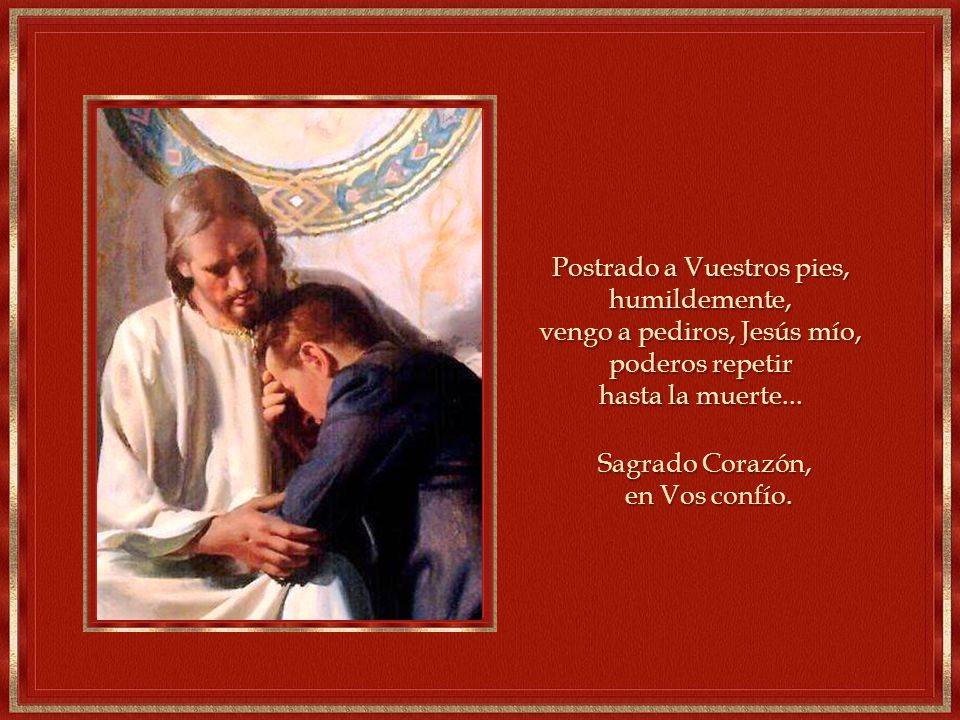 Postrado a Vuestros pies, humildemente, vengo a pediros, Jesús mío,