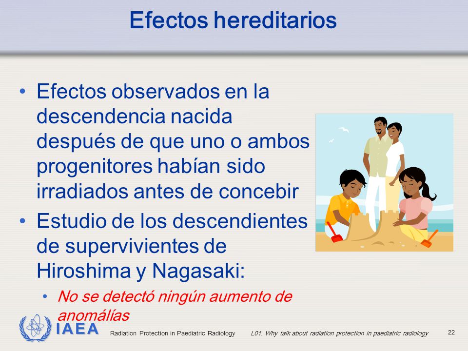 Efectos hereditarios Efectos observados en la descendencia nacida después de que uno o ambos progenitores habían sido irradiados antes de concebir.