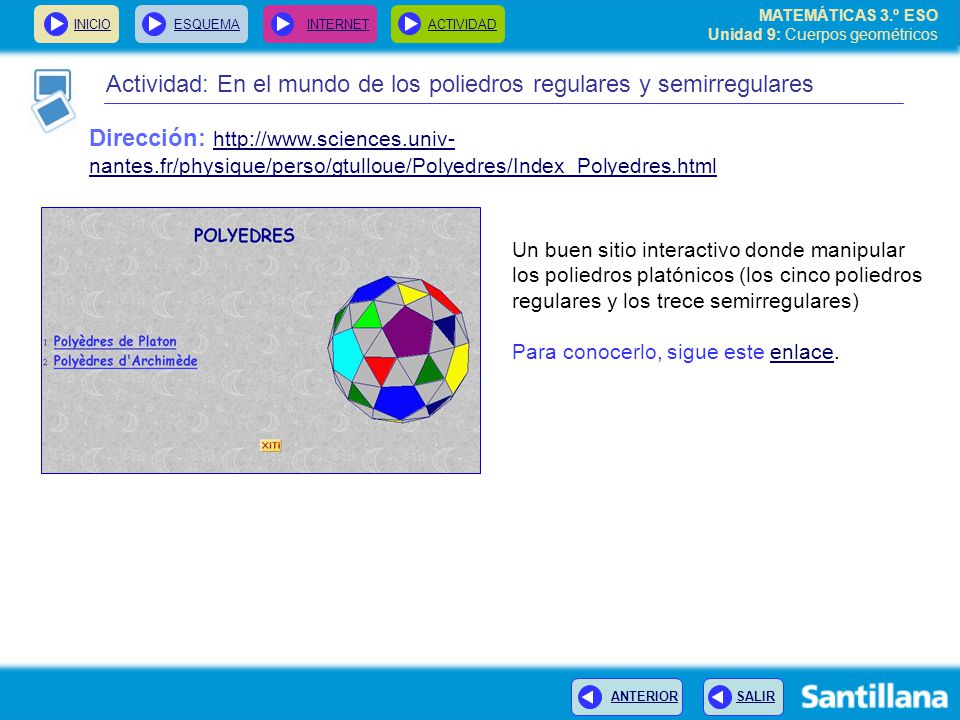Actividad: En el mundo de los poliedros regulares y semirregulares