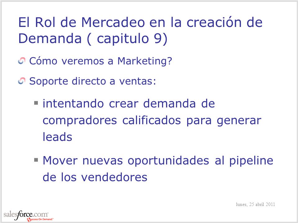 El Rol de Mercadeo en la creación de Demanda ( capitulo 9)