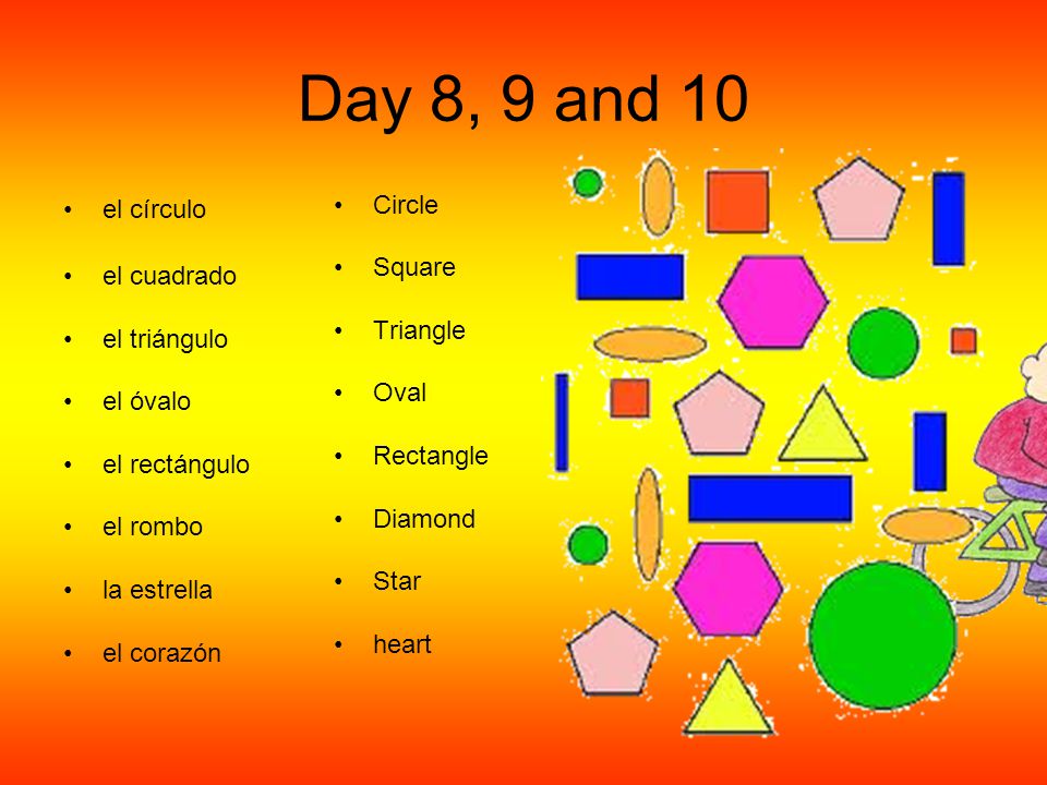 Day 8, 9 and 10 el círculo Circle el cuadrado Square el triángulo