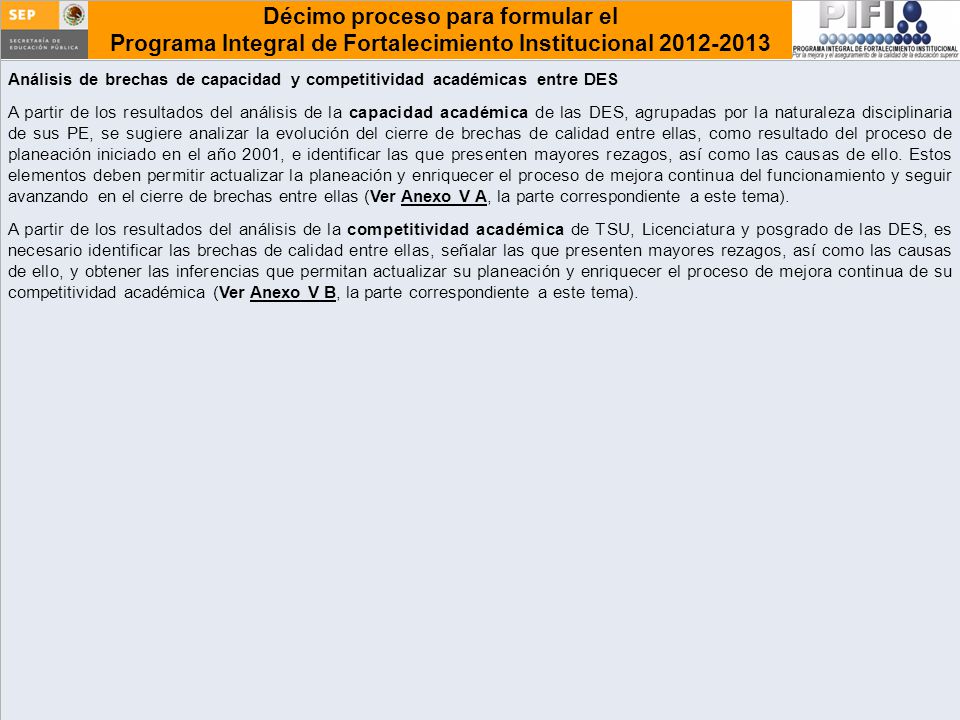 Análisis de brechas de capacidad y competitividad académicas entre DES