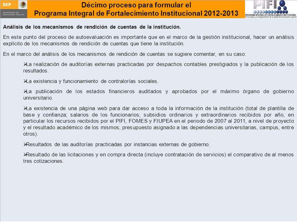 Análisis de los mecanismos de rendición de cuentas de la institución.