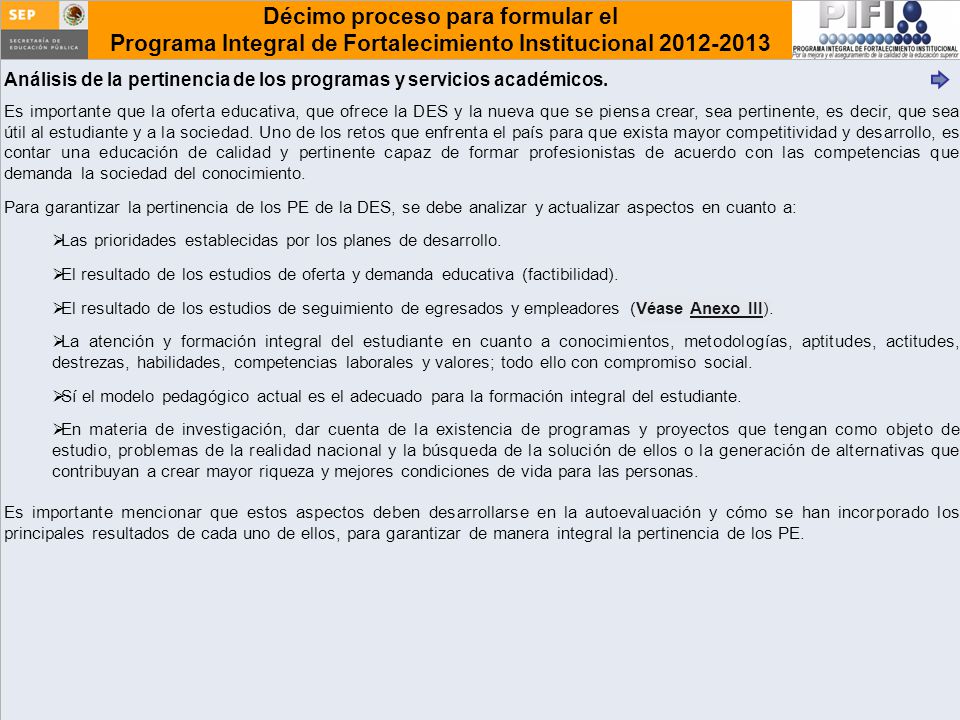 Análisis de la pertinencia de los programas y servicios académicos.